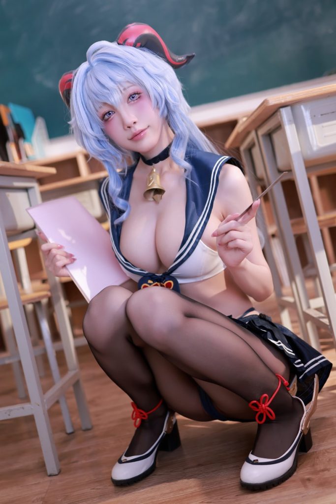 水淼aqua NO.216 2月补偿赠品 甘雨水手服 [50P-73MB]VIP-喵咪社